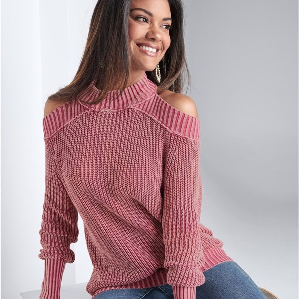 Free People Cutout Shoulder Sweater